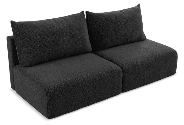 Czarna rozkładana/ze schowkiem sofa 216 cm Kalena – Makamii
