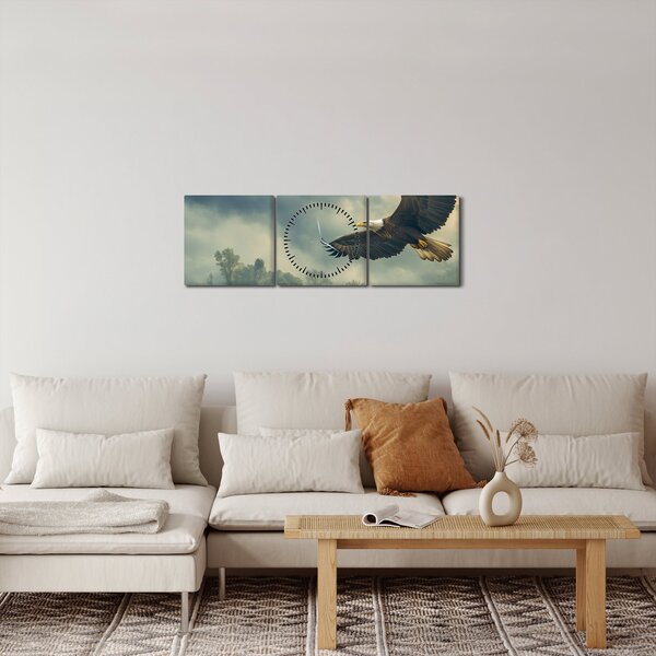 Obraz - Lecący orzeł (z zegarem) (90x30 cm)