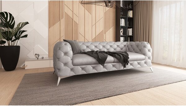 Jasnoszara aksamitna sofa 225 cm Chelsea – Ropez