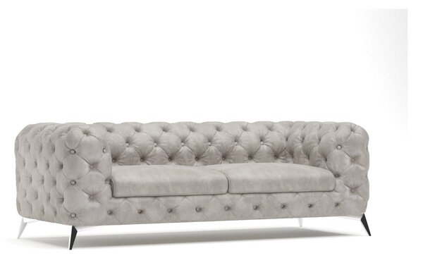 Jasnoszara aksamitna sofa 225 cm Chelsea – Ropez