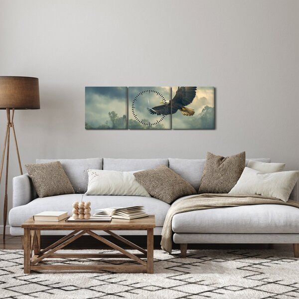 Obraz - Lecący orzeł (z zegarem) (90x30 cm)