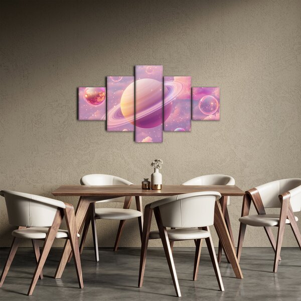 Obraz - Różowa planeta (125x70 cm)