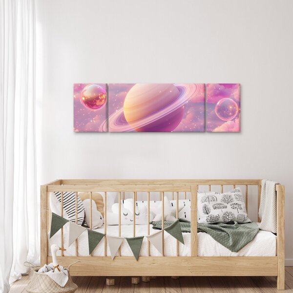 Obraz - Różowa planeta (170x50 cm)