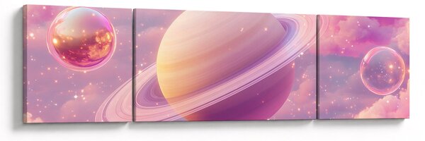Obraz - Różowa planeta (170x50 cm)