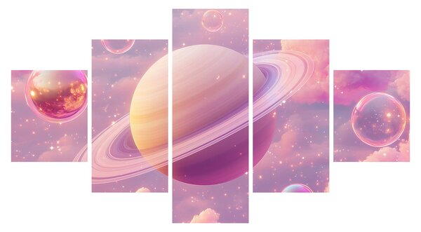 Obraz - Różowa planeta (125x70 cm)