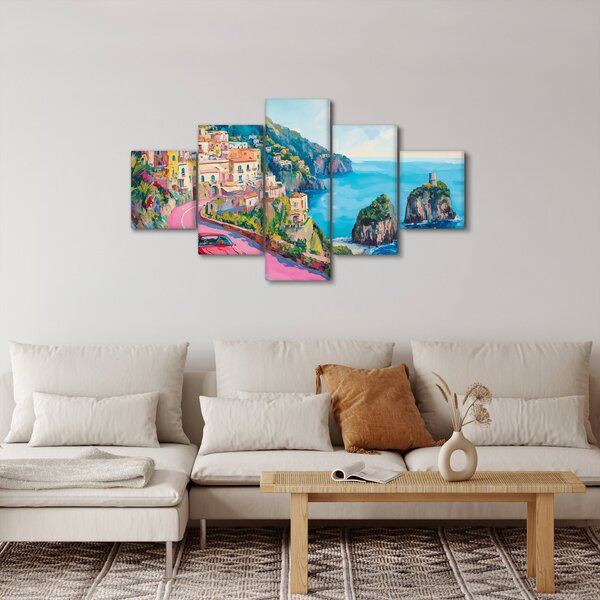 Obraz - Różowa droga przy wybrzeżu (125x70 cm)
