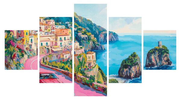 Obraz - Różowa droga przy wybrzeżu (125x70 cm)