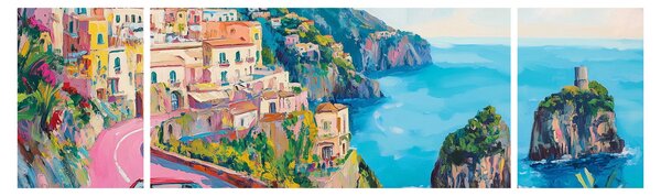 Obraz - Różowa droga przy wybrzeżu (170x50 cm)