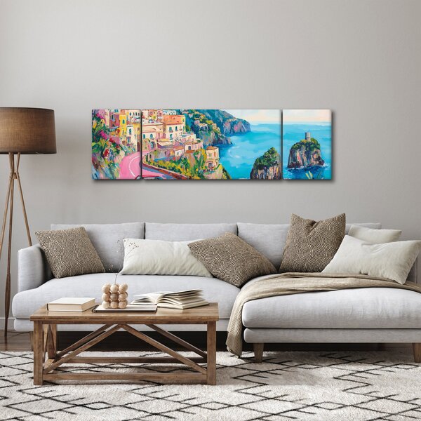 Obraz - Różowa droga przy wybrzeżu (170x50 cm)