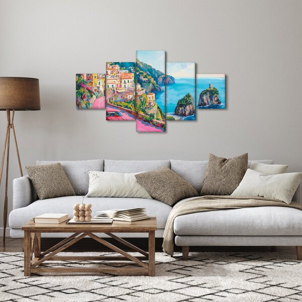 Obraz - Różowa droga przy wybrzeżu (125x70 cm)