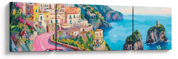 Obraz - Różowa droga przy wybrzeżu (170x50 cm)
