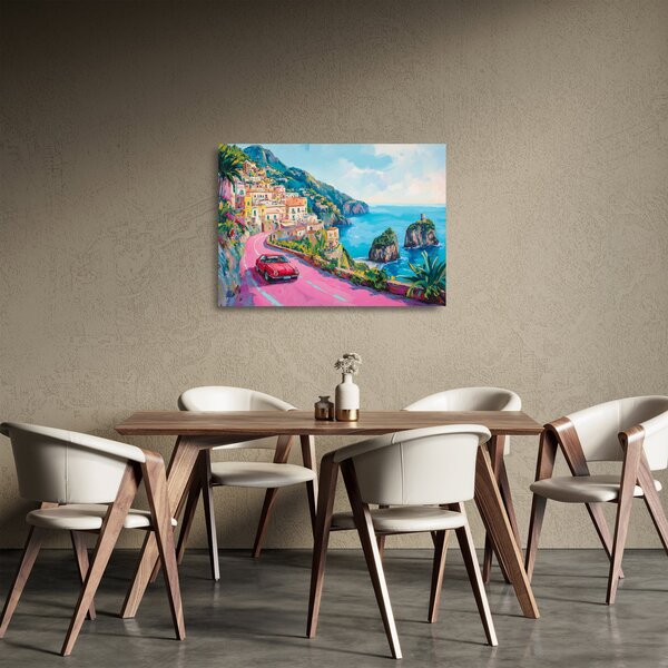 Obraz na szkle - Różowa droga przy wybrzeżu (70x50 cm)