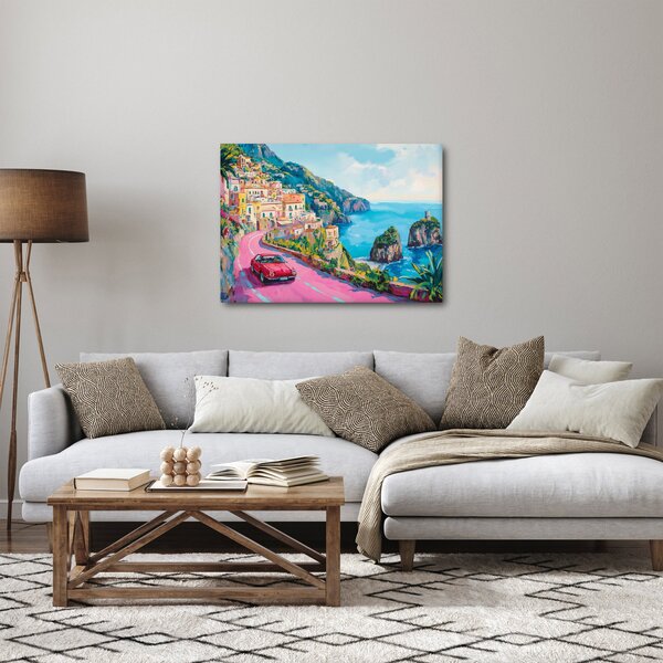 Obraz - Różowa droga przy wybrzeżu (70x50 cm)