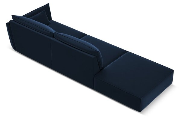 Ciemnoniebieska aksamitna sofa prawostronna 264 cm Vanda – Mazzini Sofas