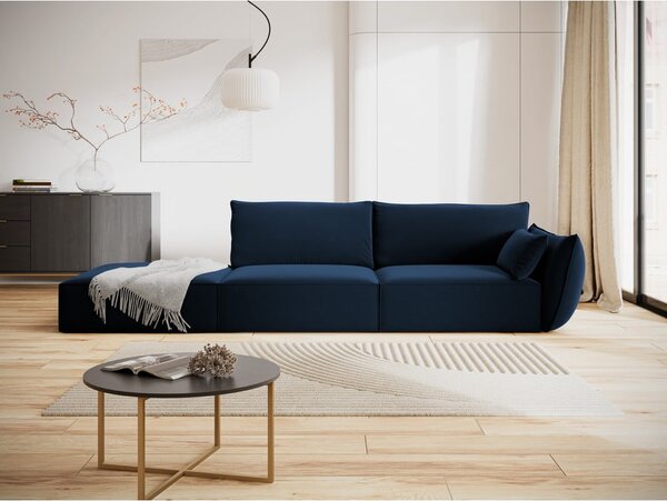 Ciemnoniebieska aksamitna sofa prawostronna 264 cm Vanda – Mazzini Sofas