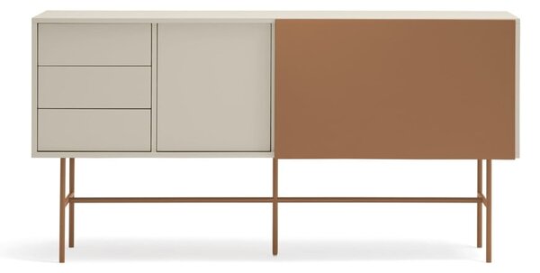 Ceglasto-beżowa niska komoda z drzwiami przesuwnymi 180x91 cm Nube – Teulat