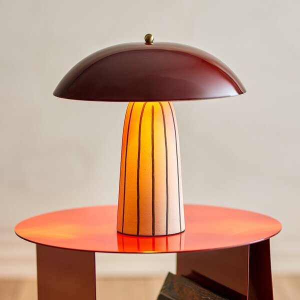 Lampa Stołowa Bloomingville, Arvid, czerwony, sypialnia, ceramika, skandynawski