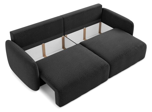 Czarna rozkładana/ze schowkiem sofa 238 cm Kalena – Makamii