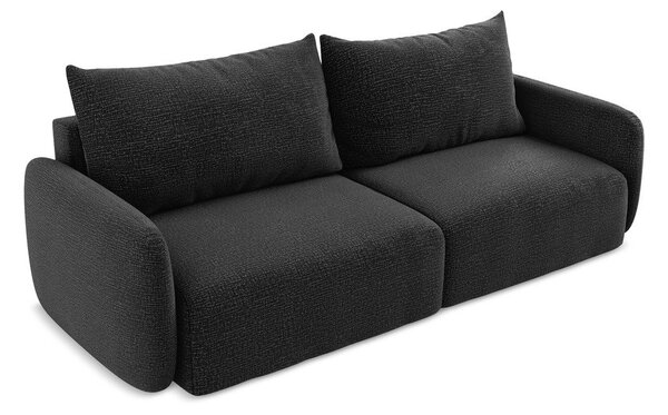 Czarna rozkładana/ze schowkiem sofa 238 cm Kalena – Makamii