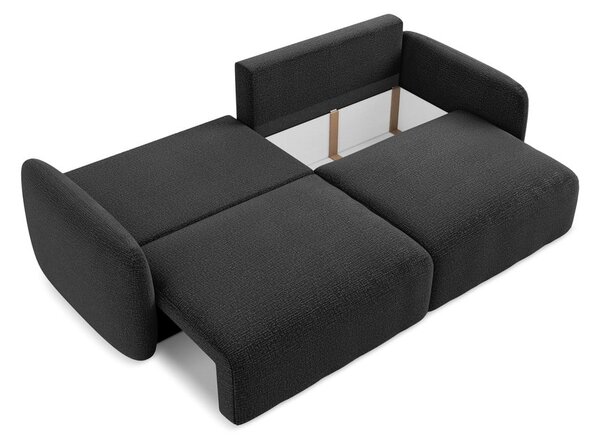 Czarna rozkładana/ze schowkiem sofa 238 cm Kalena – Makamii