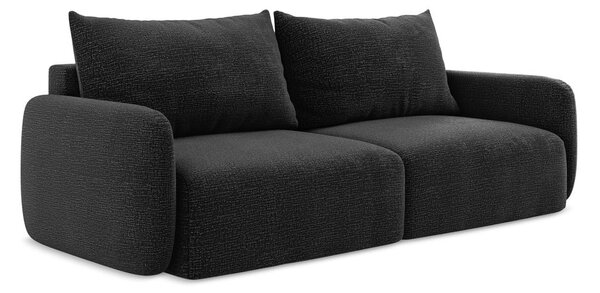Czarna rozkładana/ze schowkiem sofa 238 cm Kalena – Makamii