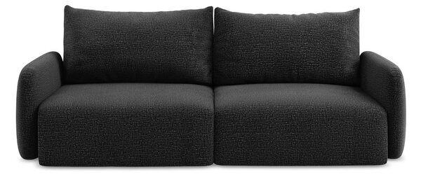 Czarna rozkładana/ze schowkiem sofa 238 cm Kalena – Makamii
