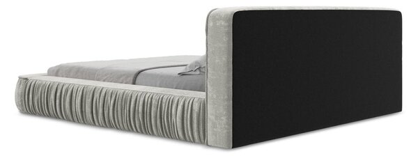 Jasnoszare tapicerowane łóżko dwuosobowe ze schowkiem i stelażem 140x200 cm Keoni – Makamii