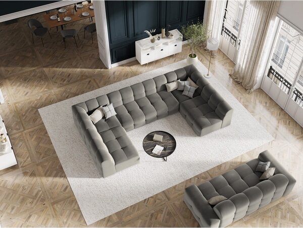 Szara aksamitna sofa 222 cm Kendal – Micadoni Home