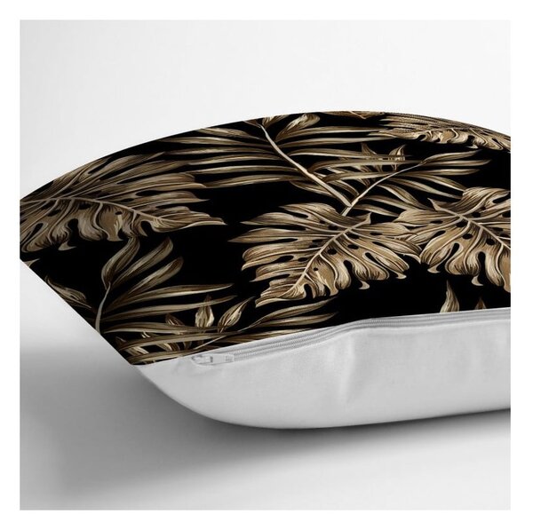 Poszewka na poduszkę Minimalist Cushion Covers Golden Leafes With Black BG, 45x45 cm