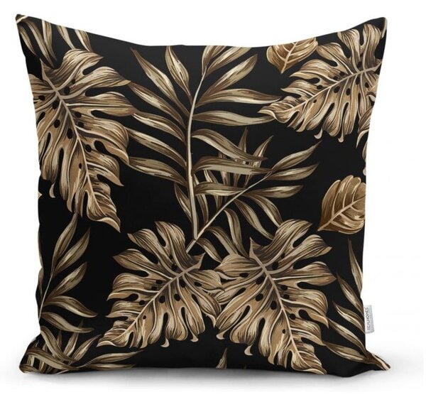 Poszewka na poduszkę Minimalist Cushion Covers Golden Leafes With Black BG, 45x45 cm