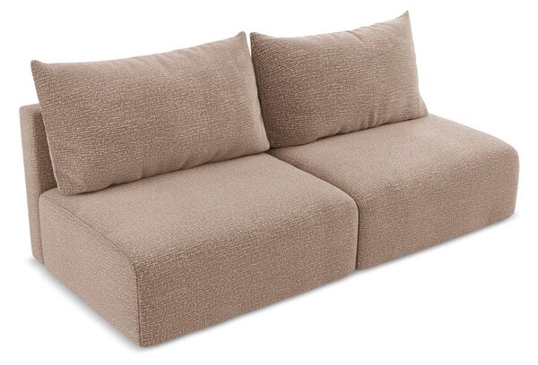 Jasnobrązowa rozkładana/ze schowkiem sofa 216 cm Kalena – Makamii