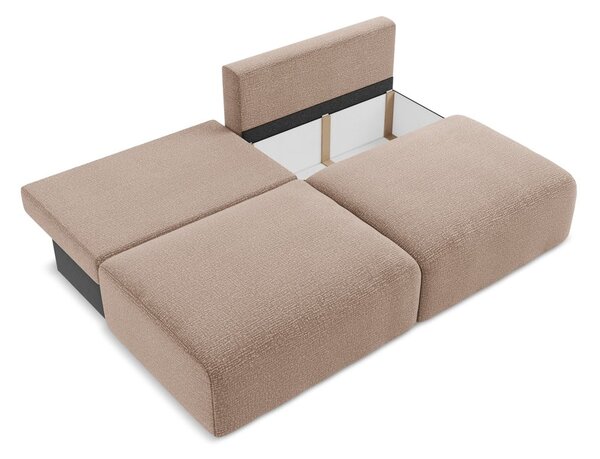 Jasnobrązowa rozkładana/ze schowkiem sofa 216 cm Kalena – Makamii