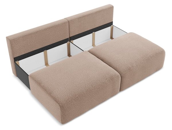Jasnobrązowa rozkładana/ze schowkiem sofa 216 cm Kalena – Makamii