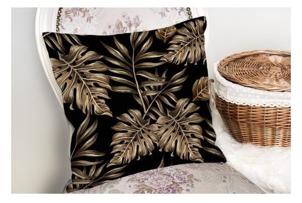 Poszewka na poduszkę Minimalist Cushion Covers Golden Leafes With Black BG, 45x45 cm