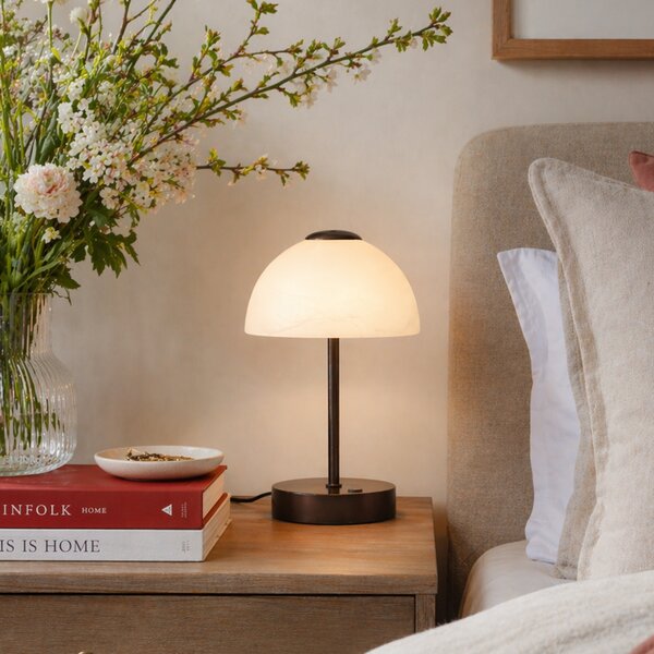 Designerska lampa stołowa ciemny brąz z LED z możliwością ściemniania - Joya