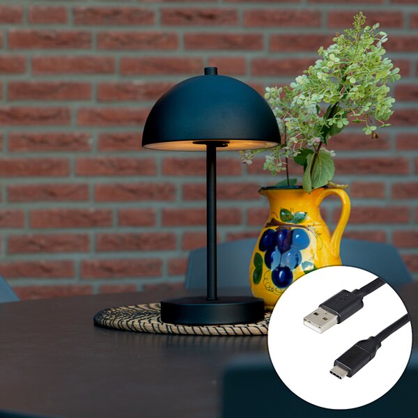 Lampa stołowa zewnętrzna czarna, ładowana, 3-stopniowo ściemniana - Keira
