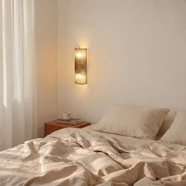 Lampa Ścienna Duolla, Nature, brąz rdzawy, salon, tkanina | tekstylia, boho