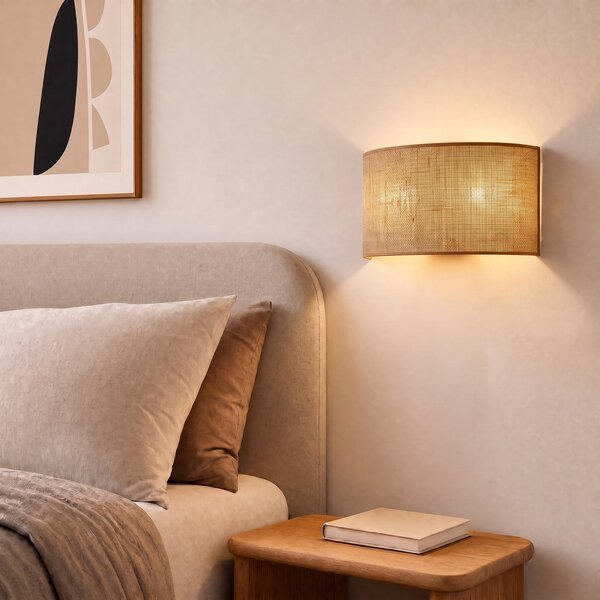 Lampa Ścienna Duolla, Nature, brąz rdzawy, salon, tkanina | tekstylia, boho