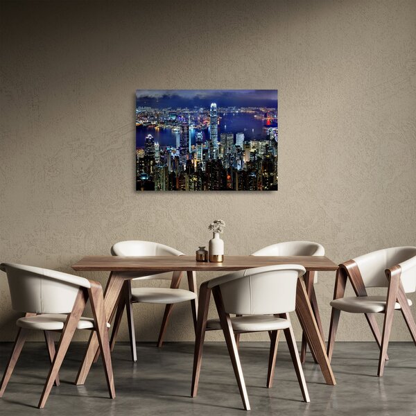 Obraz na szkle drapaczy chmur w nocy (70x50 cm)