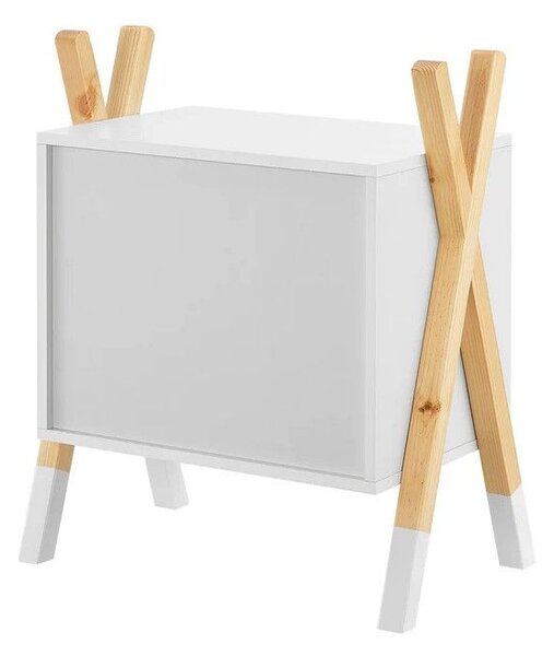 Nowoczesna szafka nocna dziecięca biała z drewnem 50x40x30cm
