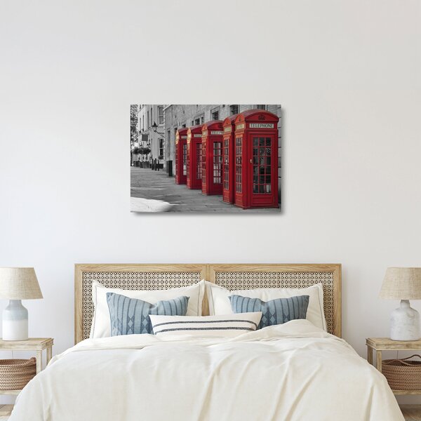 Obraz na szkle - Budki telefoniczne w Londynie (70x50 cm)