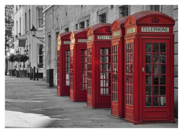 Obraz na szkle - Budki telefoniczne w Londynie (70x50 cm)