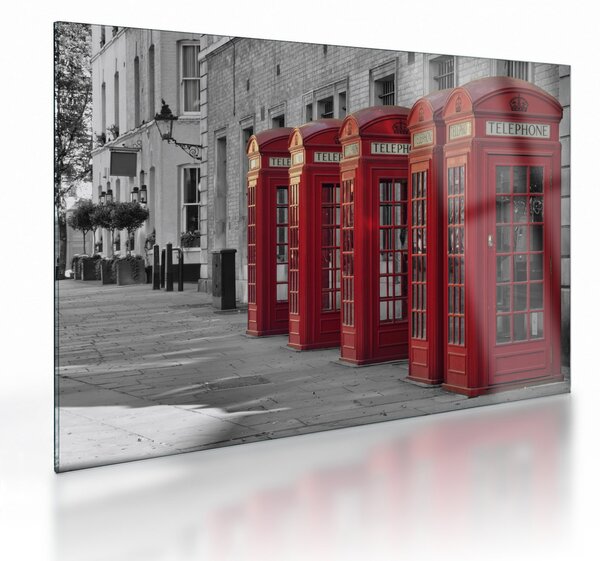 Obraz na szkle - Budki telefoniczne w Londynie (70x50 cm)