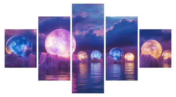 Obraz - Planety na wodzie (125x70 cm)