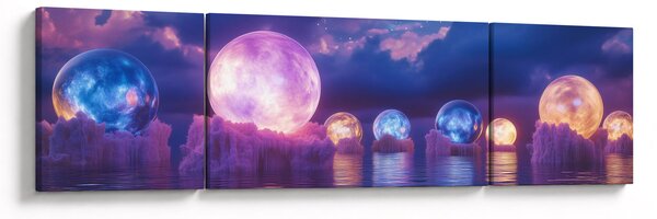 Obraz - Planety na wodzie (170x50 cm)