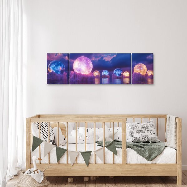 Obraz - Planety na wodzie (170x50 cm)