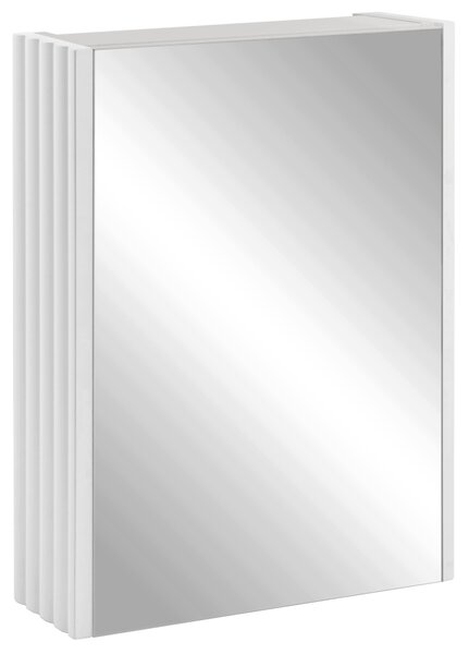 Rodan Szafka z Lustrem 40 cm - Szara - Białe Panele Boczne - Wisząca - Bezuchwytowa - 1-drzwiowa - BELLO