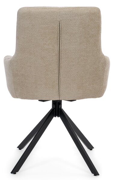 Krzesło obrotowe LUINO z automatycznym powrotem jasnobeżowe szenil do jadalni tapicerowane nowoczesne