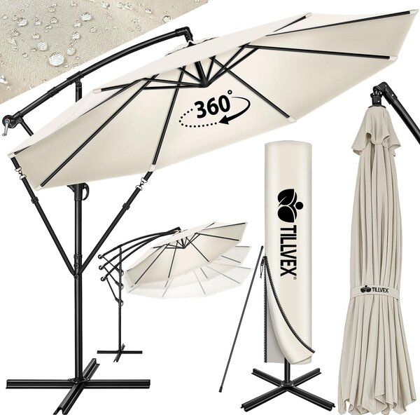 Parasol ogrodowa wiszący - Podstawa parasola - Korba - Z pokrowcem - 300 cm