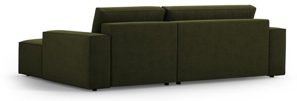 Ciemnozielony rozkładany narożnik z materiału bouclé (prawostronny) Jodie – Micadoni Home